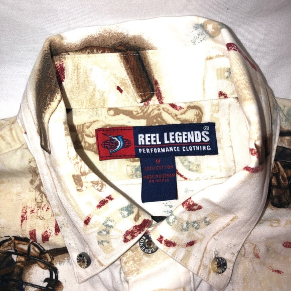 Men’s Reel Legends Vintage Baseball Button Up M - Picture 3 of 4